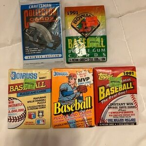 Vintage five unopened packs Baseball Cards